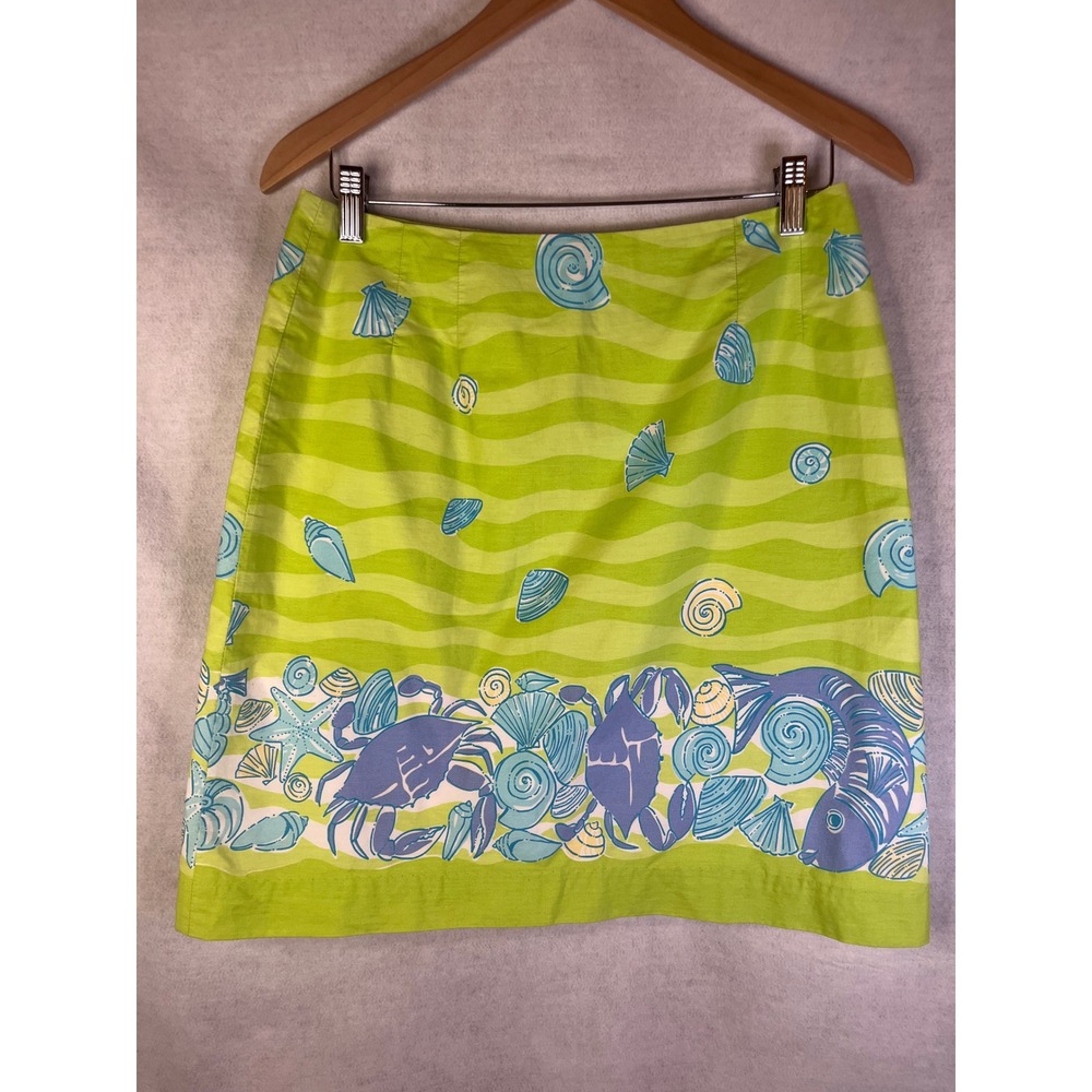 Lilly Pulitzer women's skirt green seashell Sz 10 lined preppy summer coastal